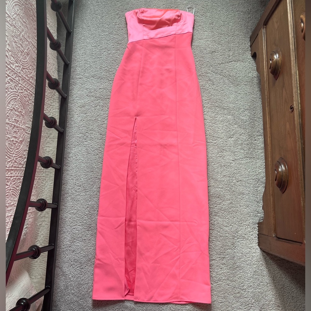 Pink Silk Strapless Dress